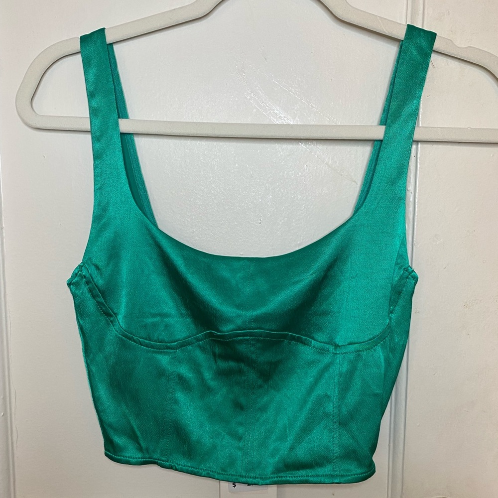 Green Silk Zara Crop-top Small